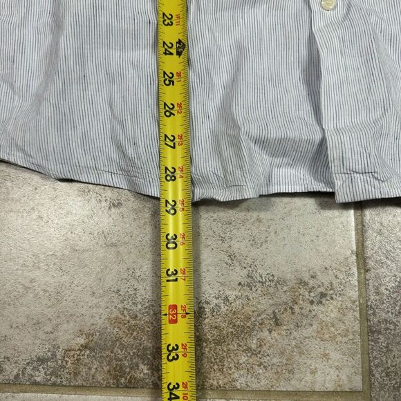 Murano Baird McNutt Linen Button Down Shirt Mens XL Non Iron Blue Long Sleeve - Picture 4 of 11